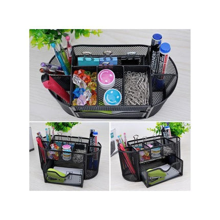 Desk Organizer Mesh Desktop Sundries Badge Holder Storage Box - 1Pc - (13x10.5x22cm)