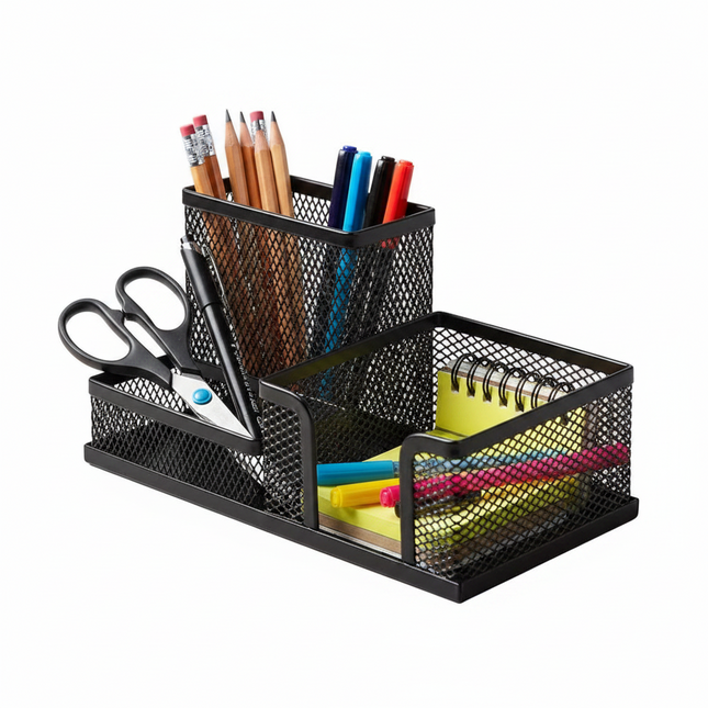 Metal Mesh Desk Organizer - Black
