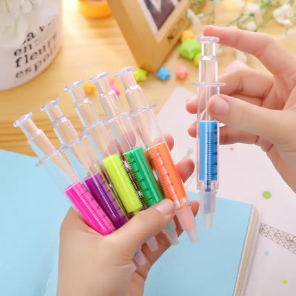 High Quality ( High Lighter \ Blue Pen) - Syringe Design - 6 Pcs